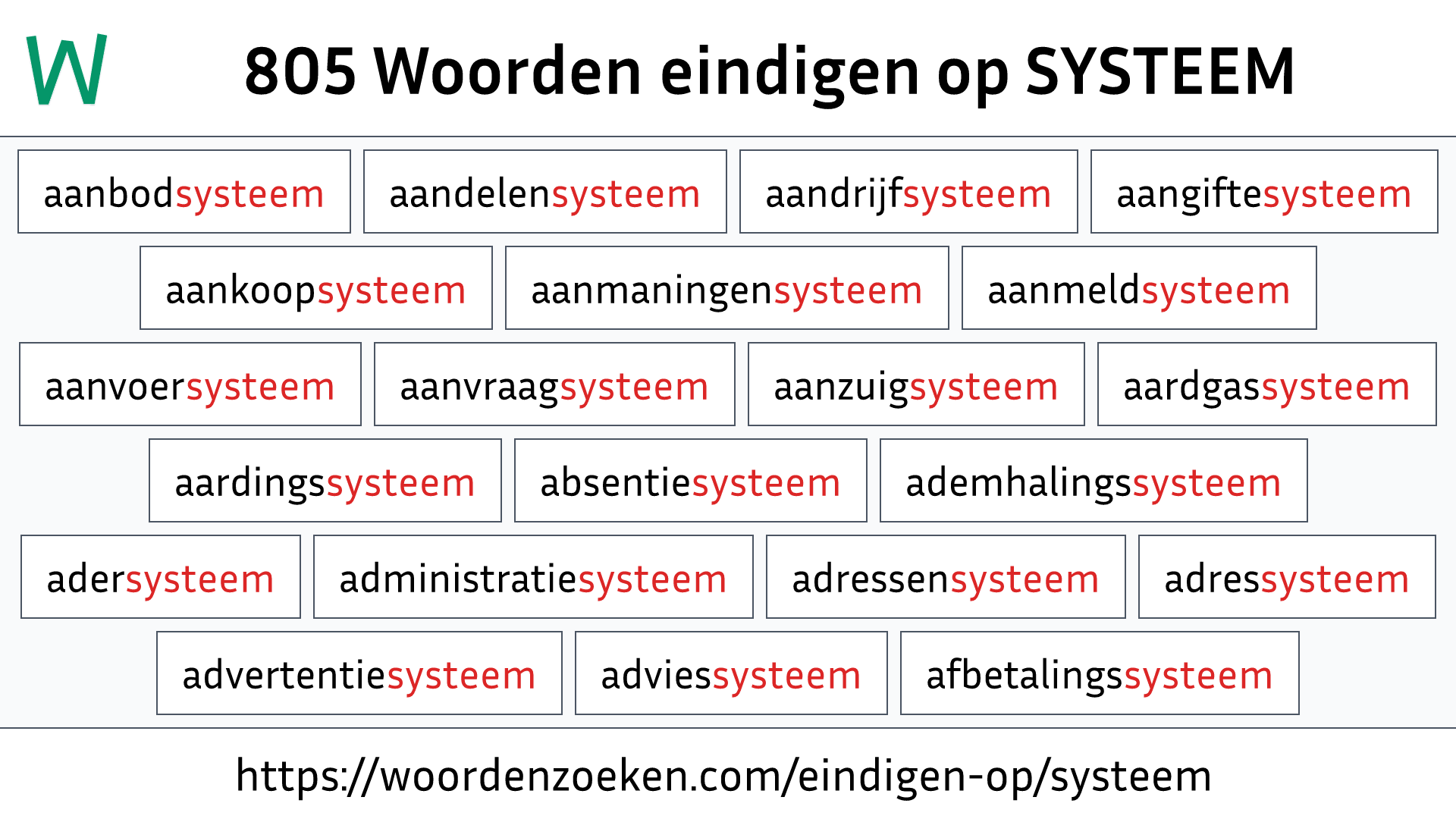 Woorden eindigen op SYSTEEM