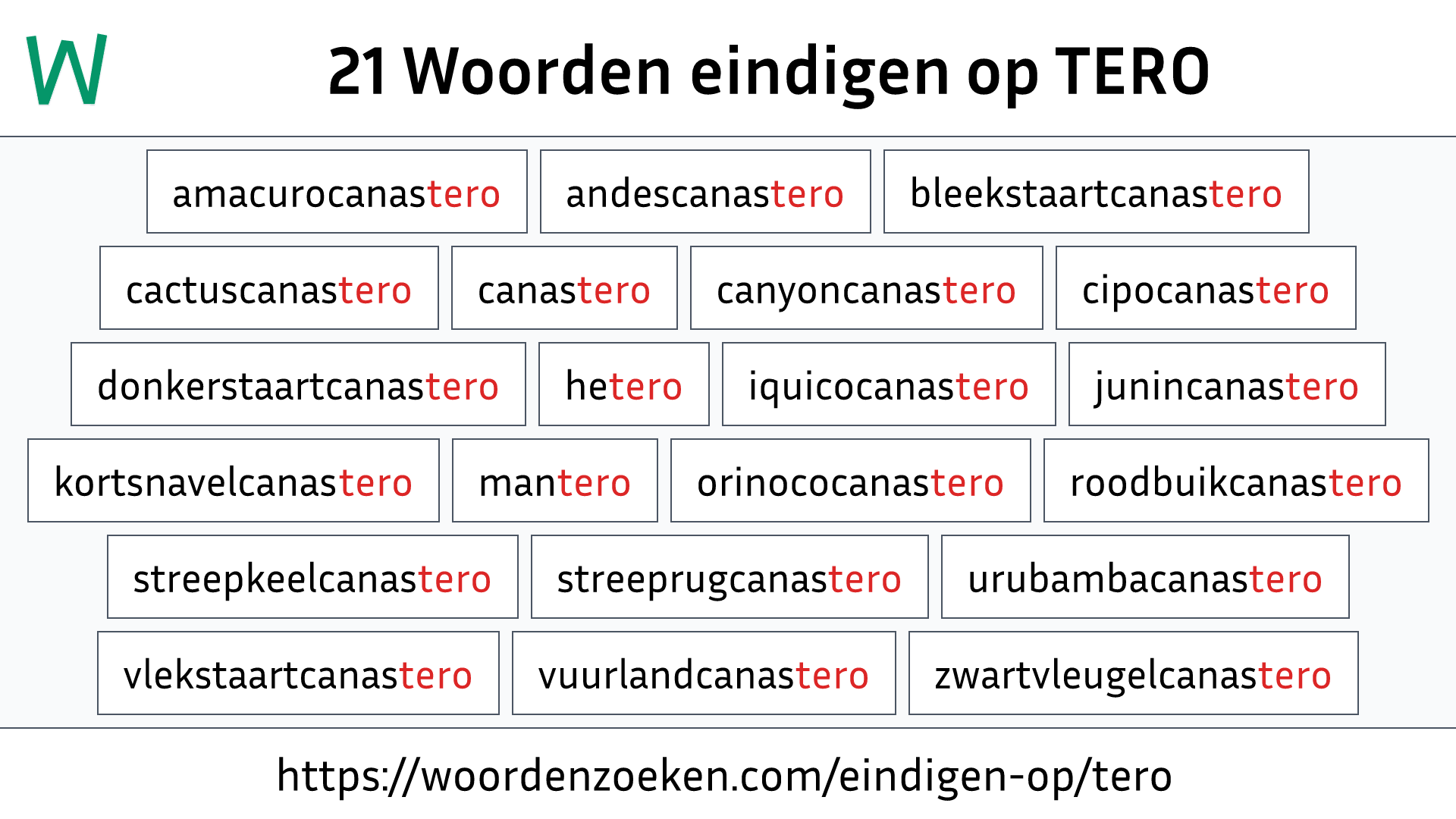 Woorden eindigen op TERO