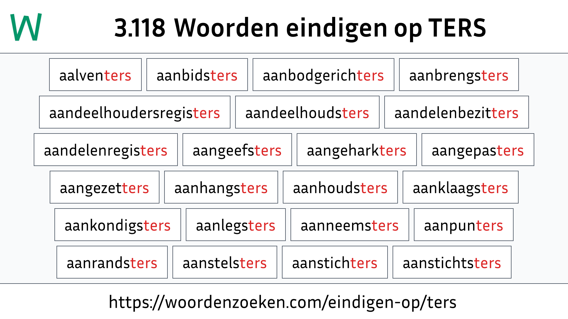 Woorden eindigen op TERS