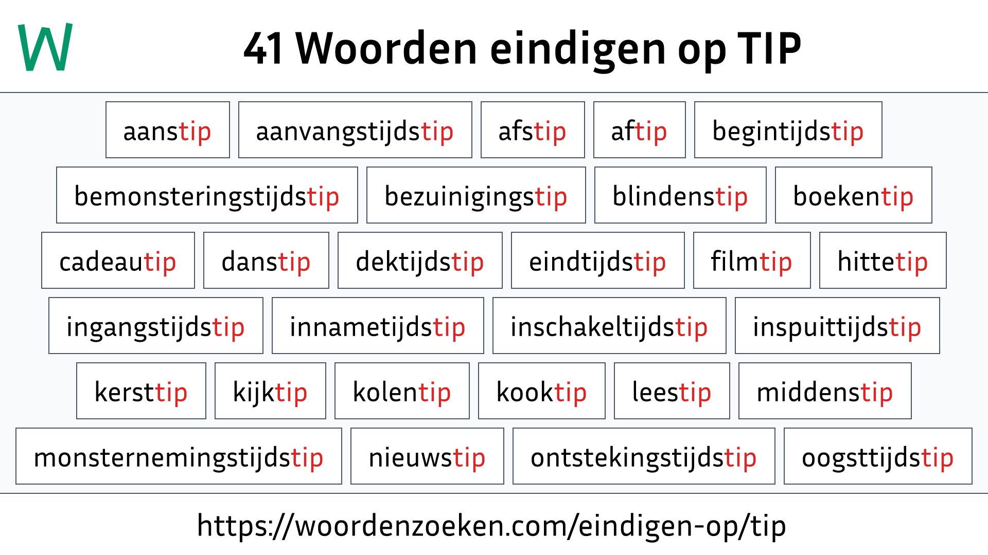 Woorden eindigen op TIP