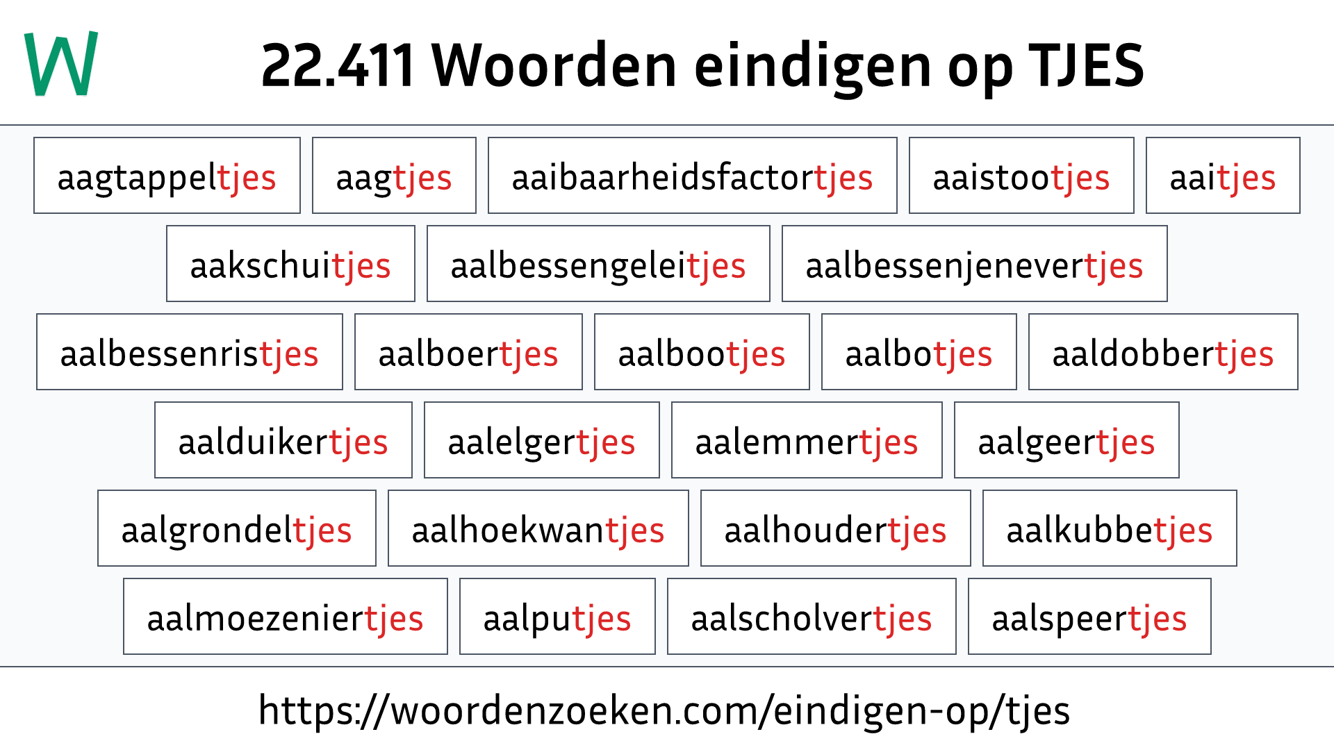 Woorden eindigen op TJES