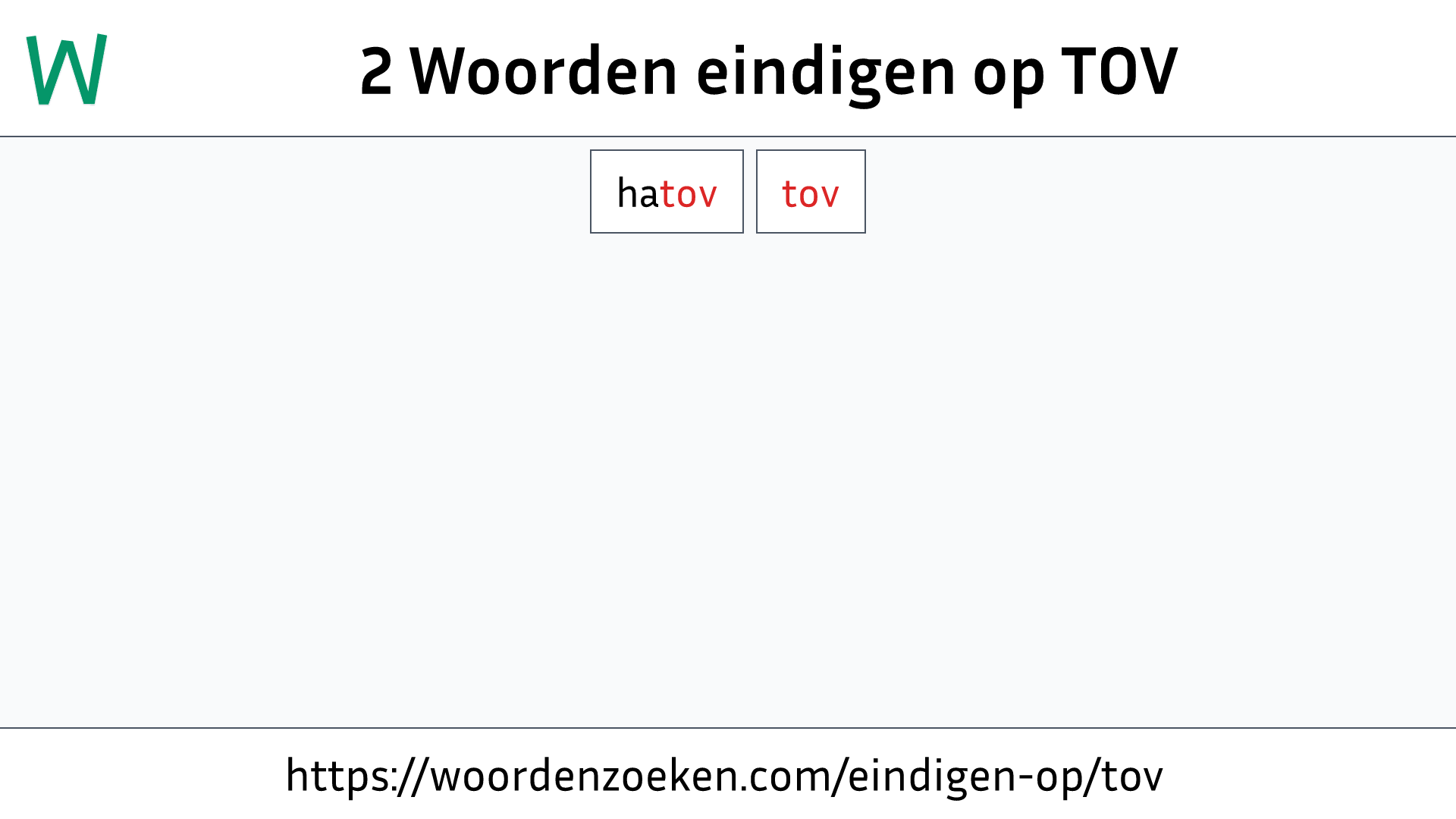 Woorden eindigen op TOV