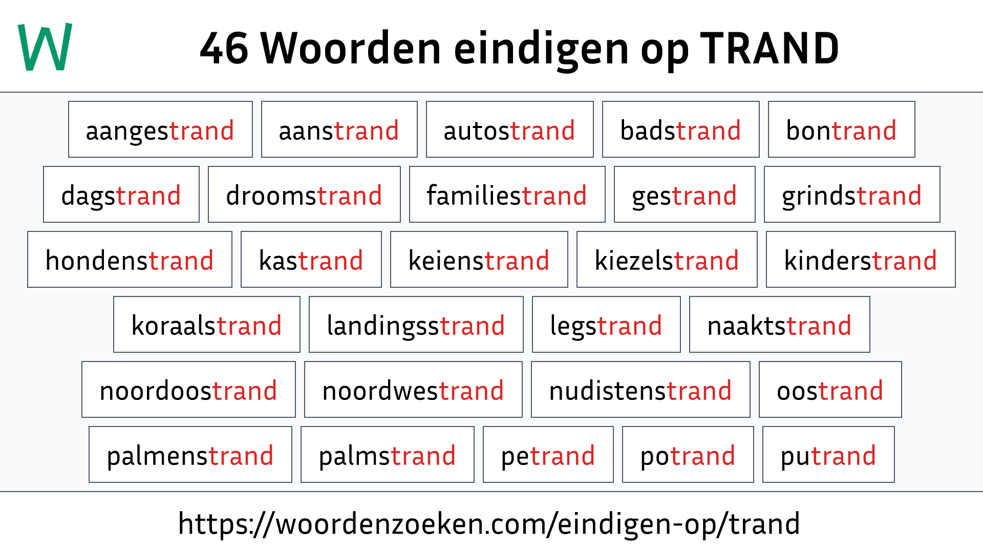 Woorden eindigen op TRAND