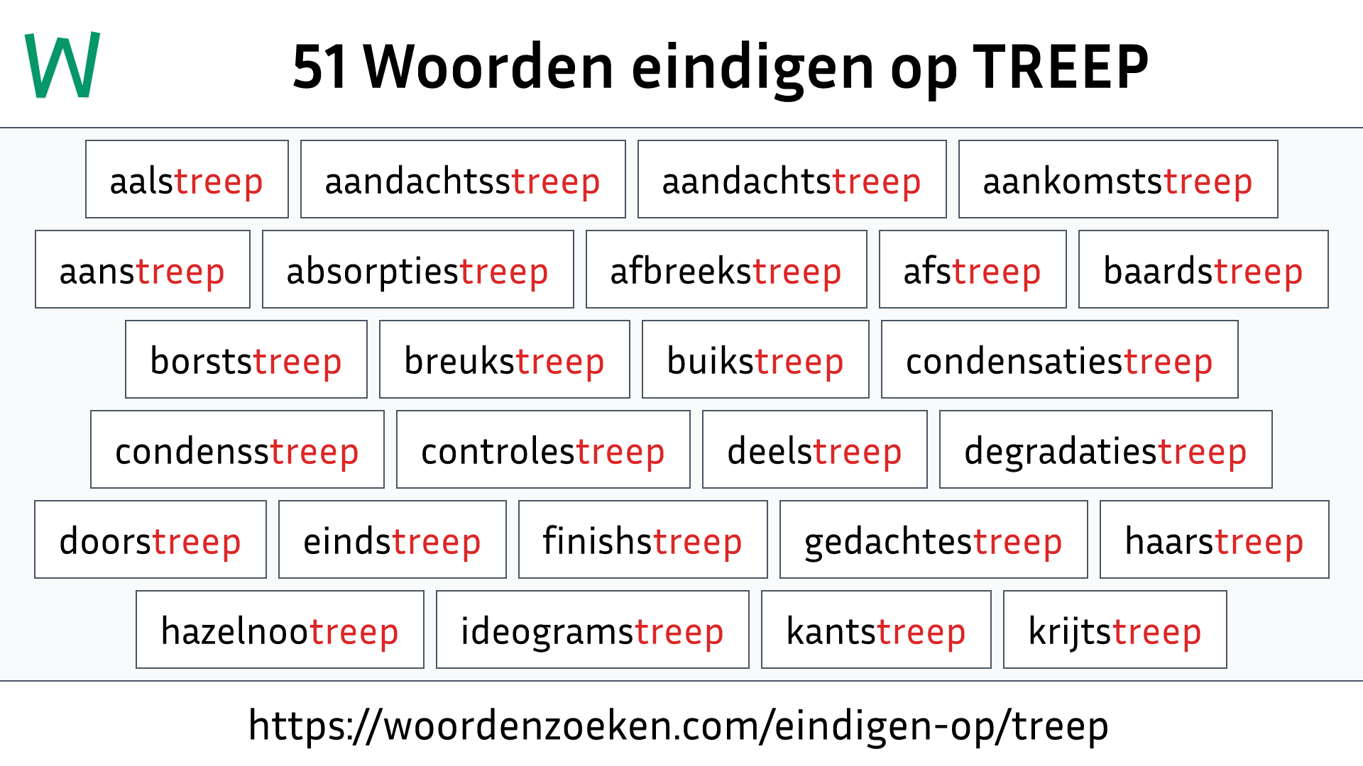 Woorden eindigen op TREEP