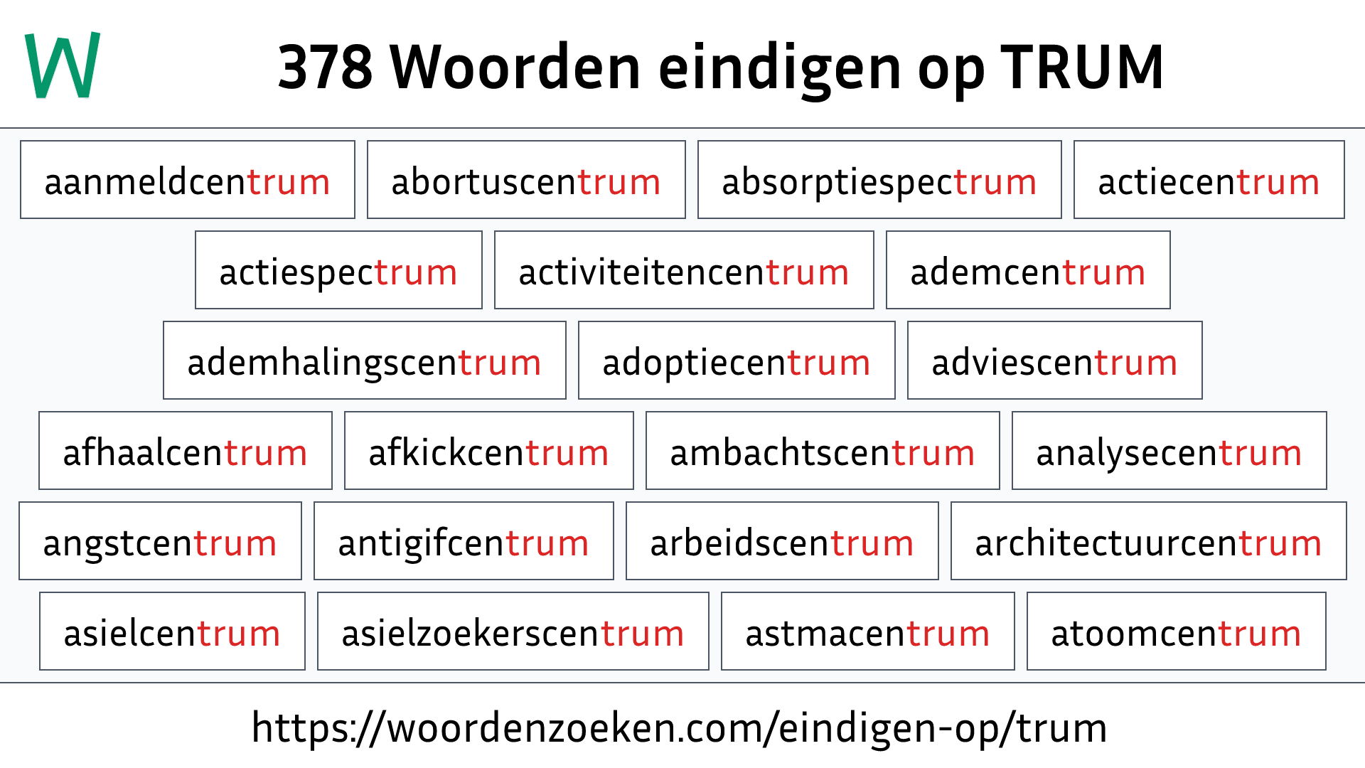 Woorden eindigen op TRUM