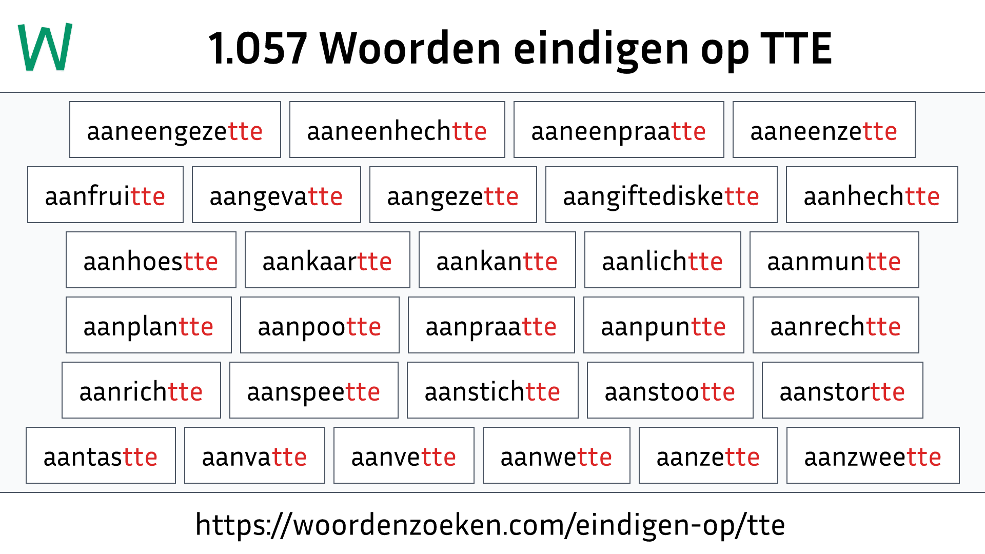 Woorden eindigen op TTE