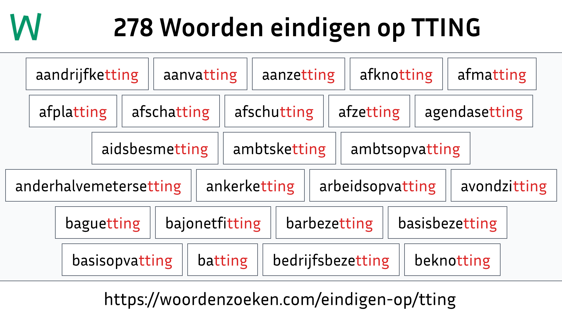 Woorden eindigen op TTING