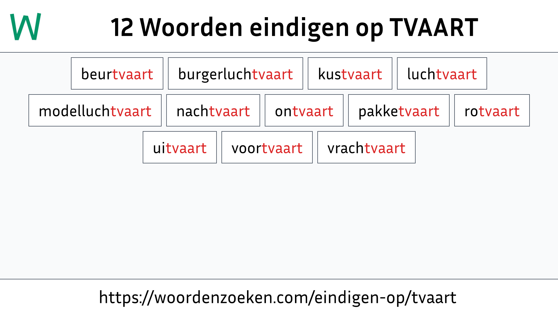 Woorden eindigen op TVAART