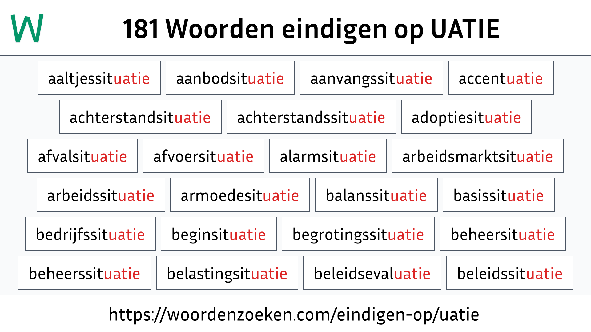 Woorden eindigen op UATIE