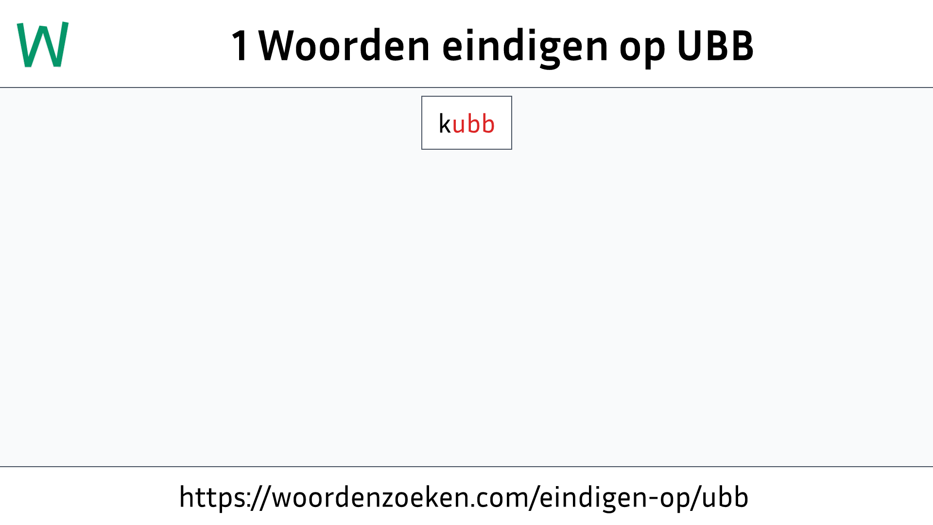 Woorden eindigen op UBB