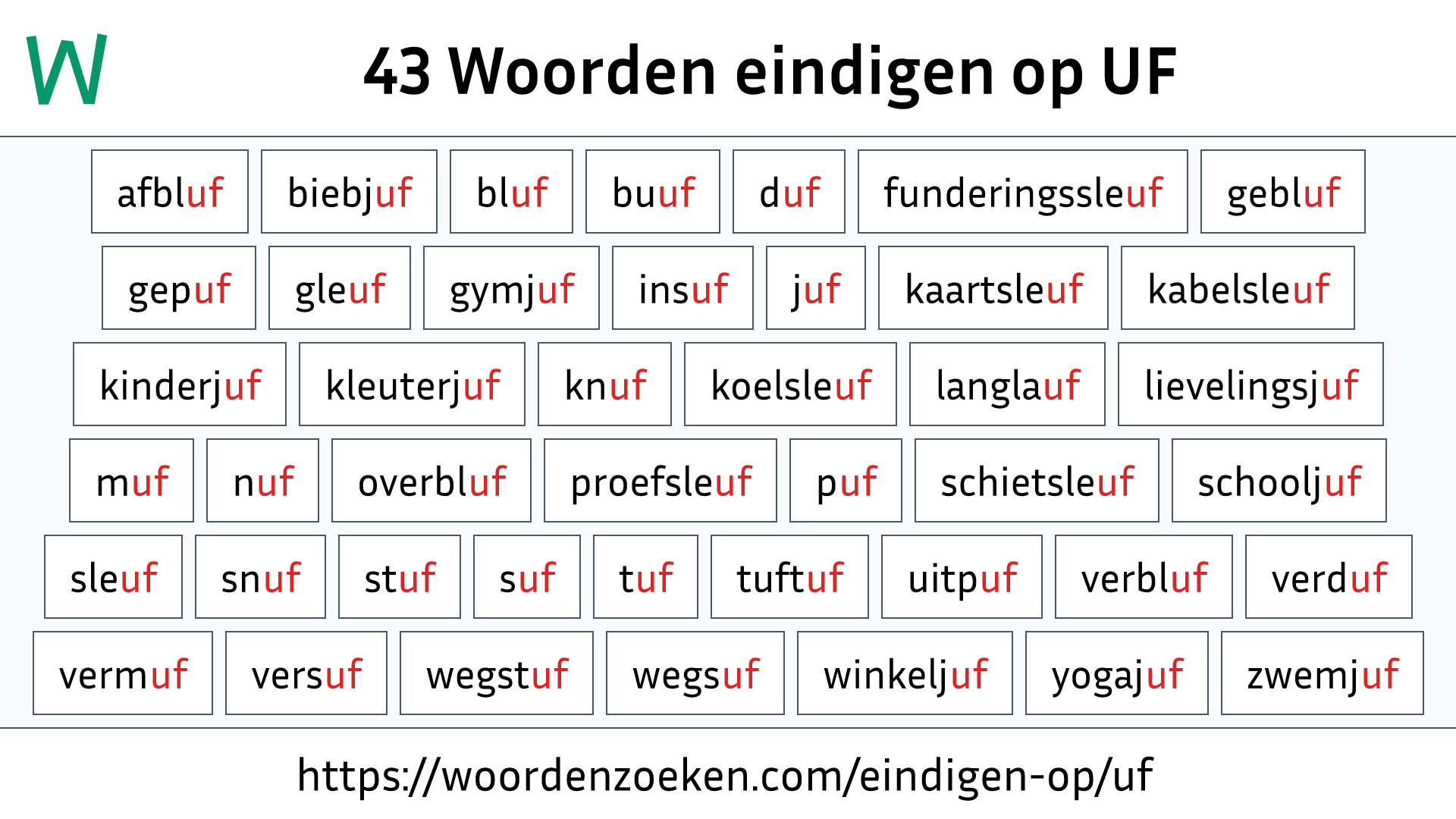 Woorden eindigen op UF