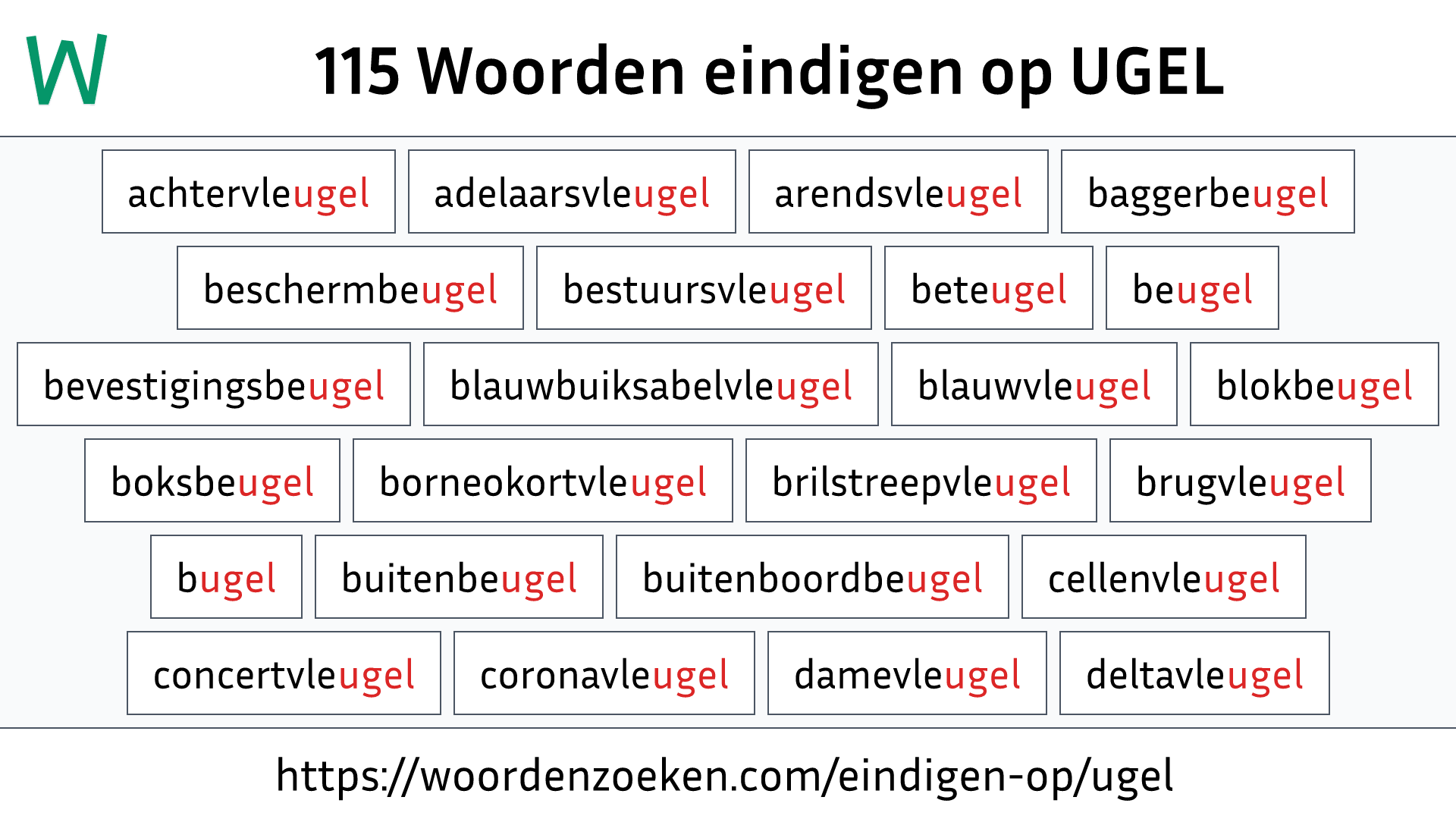 Woorden eindigen op UGEL