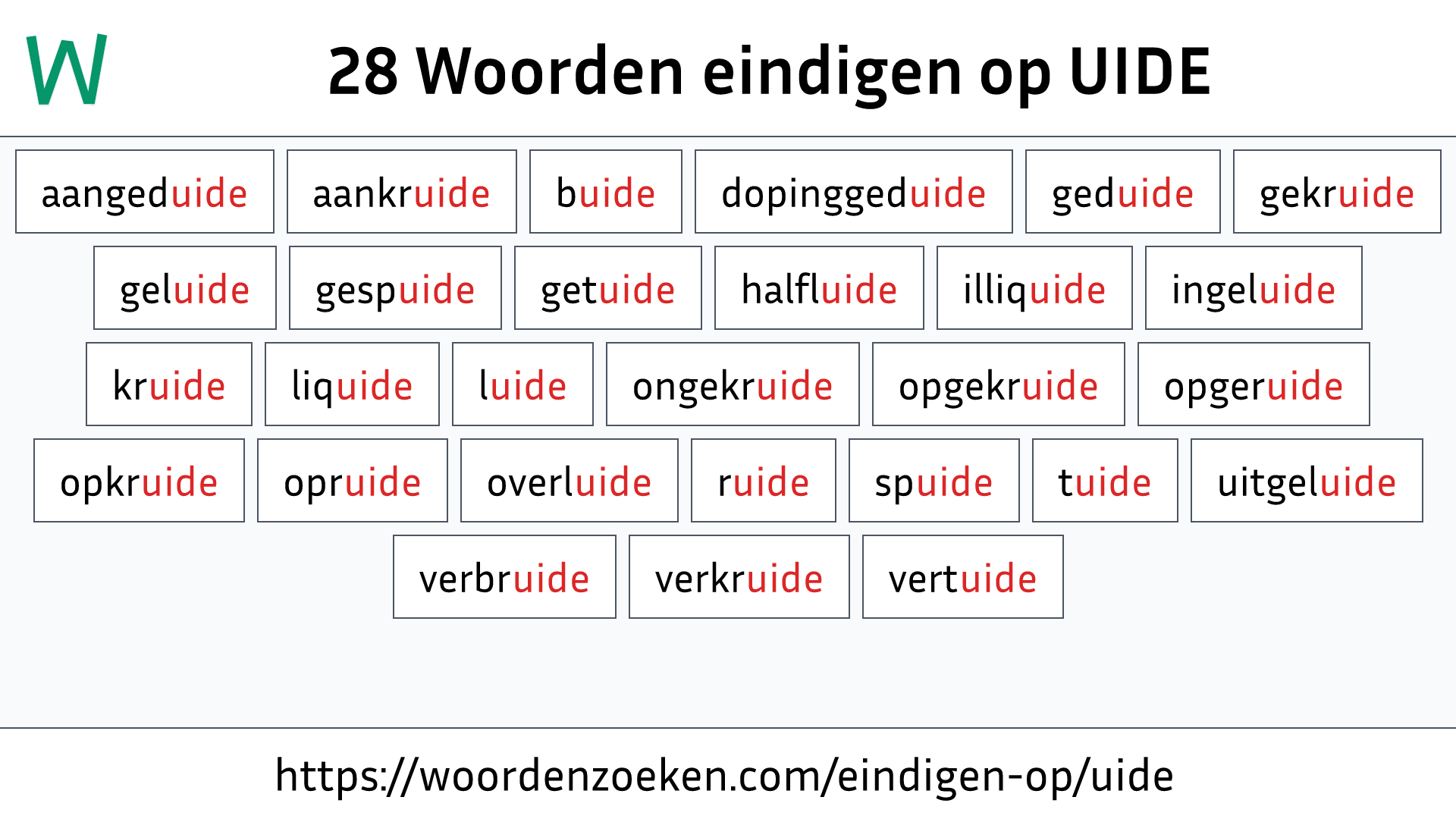 Woorden eindigen op UIDE