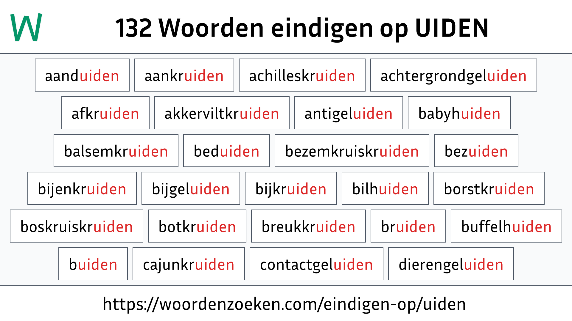 Woorden eindigen op UIDEN