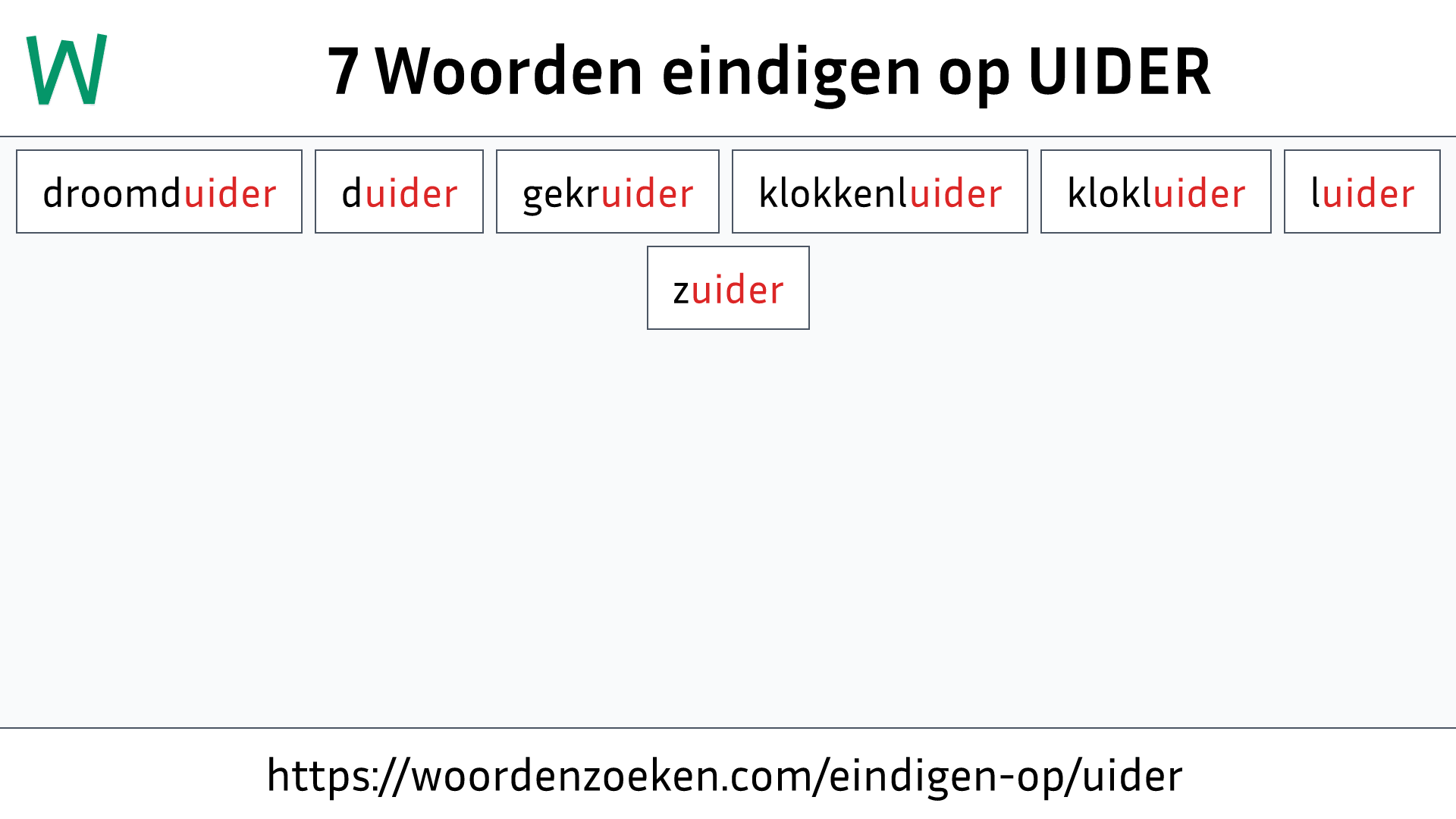 Woorden eindigen op UIDER