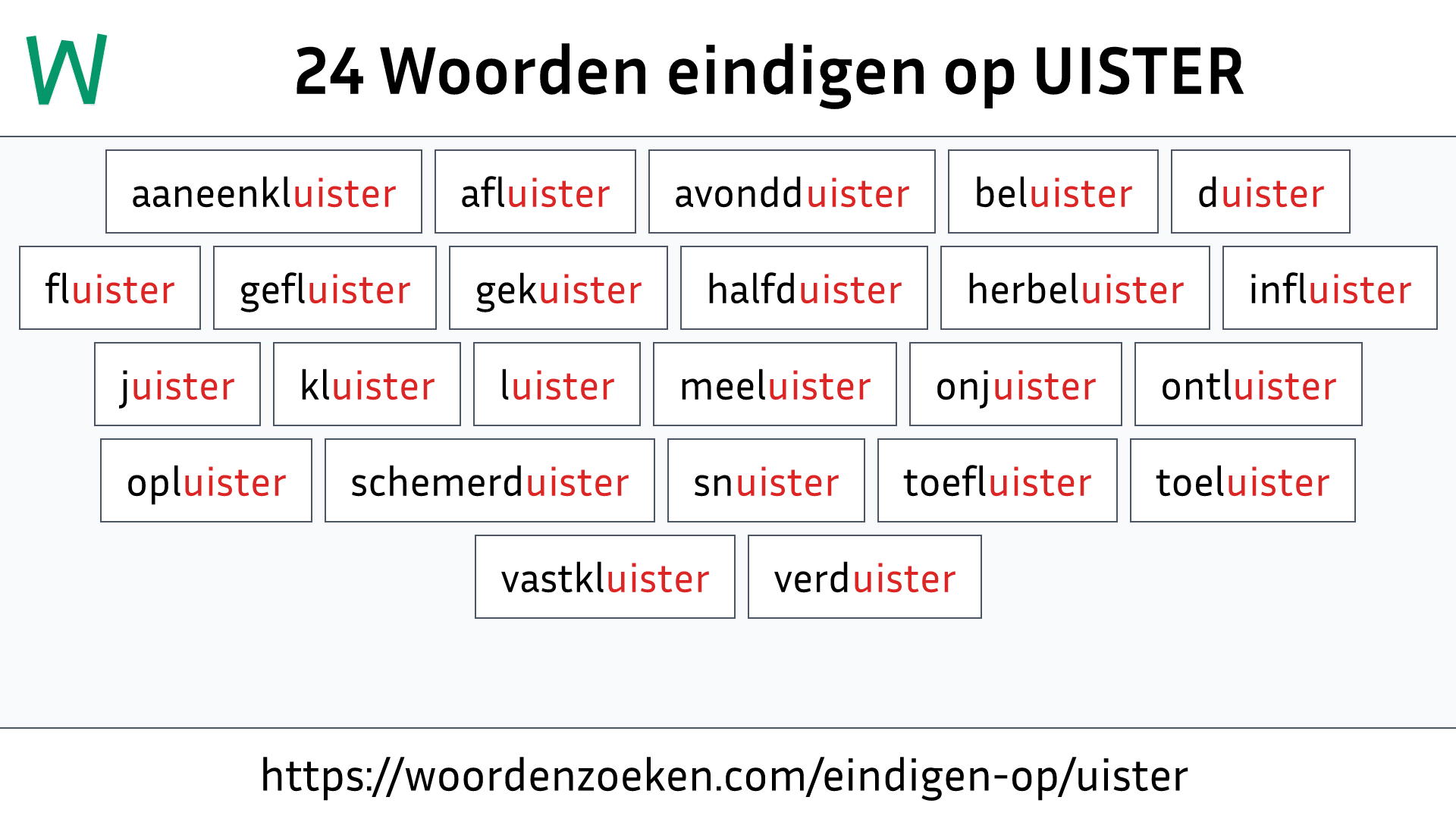 Woorden eindigen op UISTER