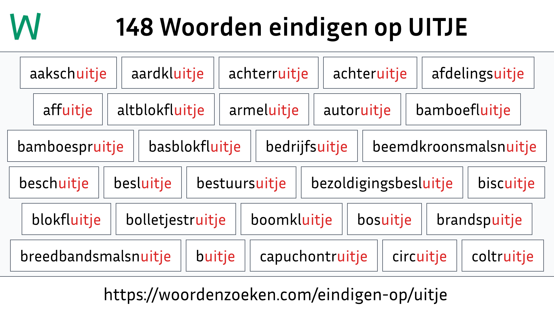 Woorden eindigen op UITJE