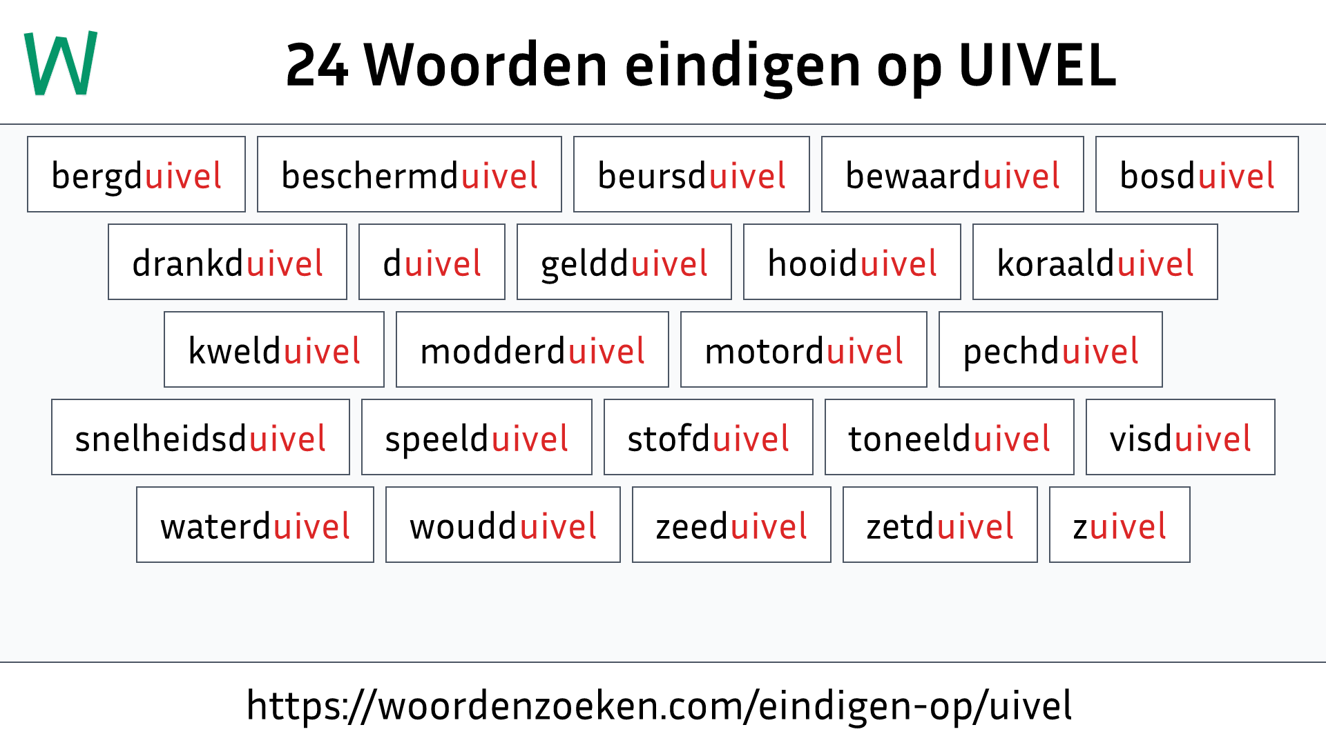 Woorden eindigen op UIVEL