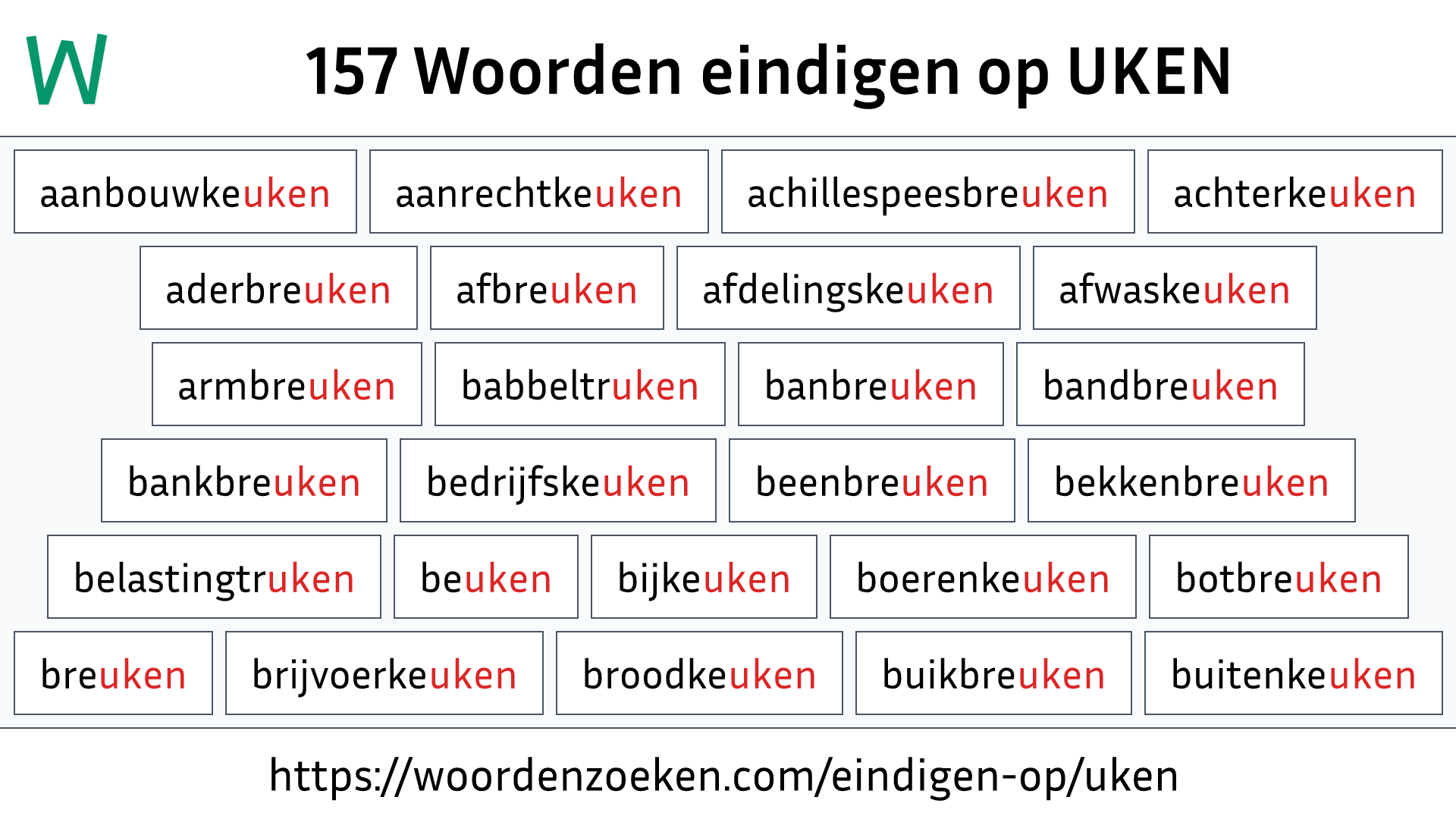 Woorden eindigen op UKEN