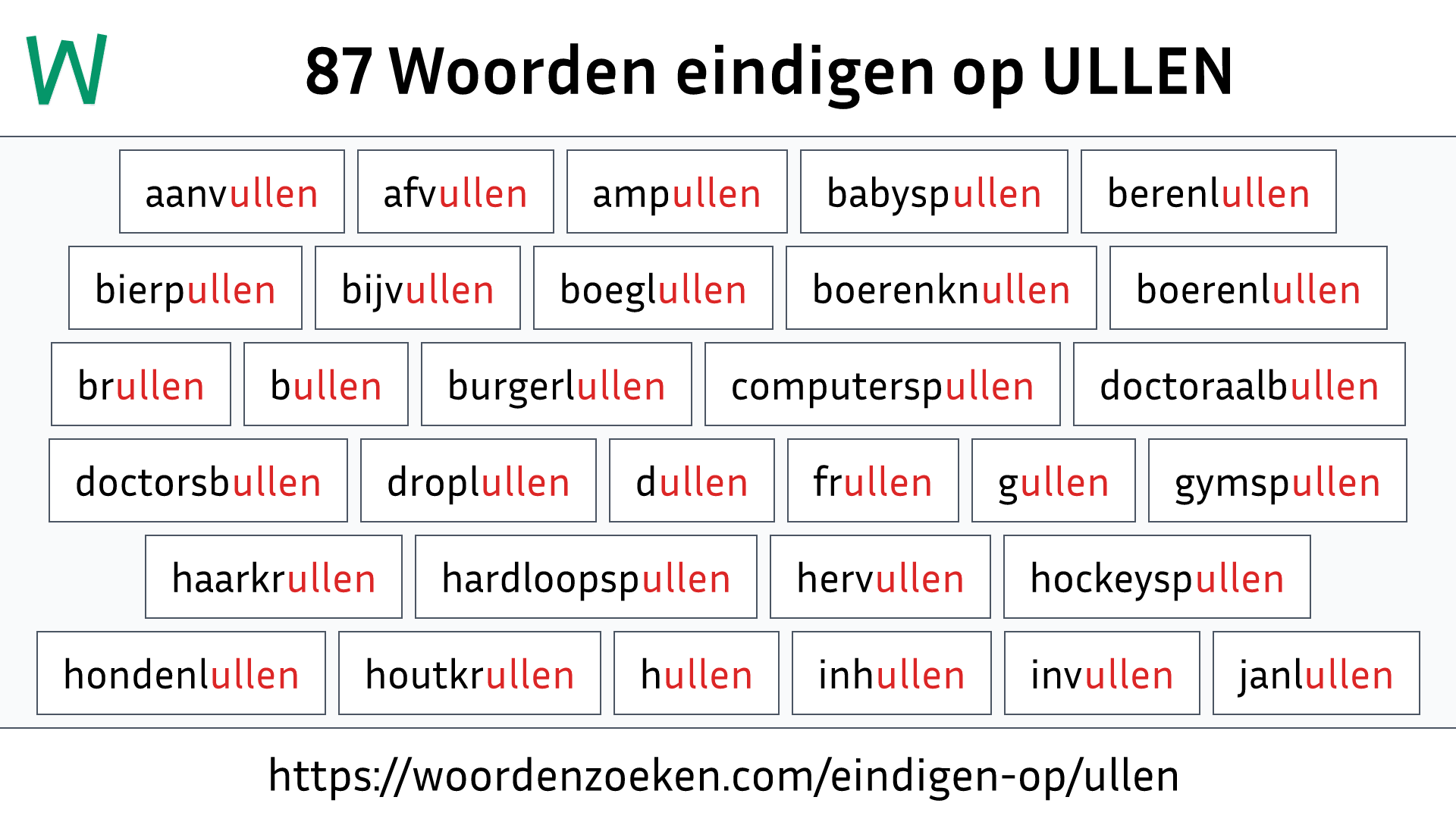 Woorden eindigen op ULLEN