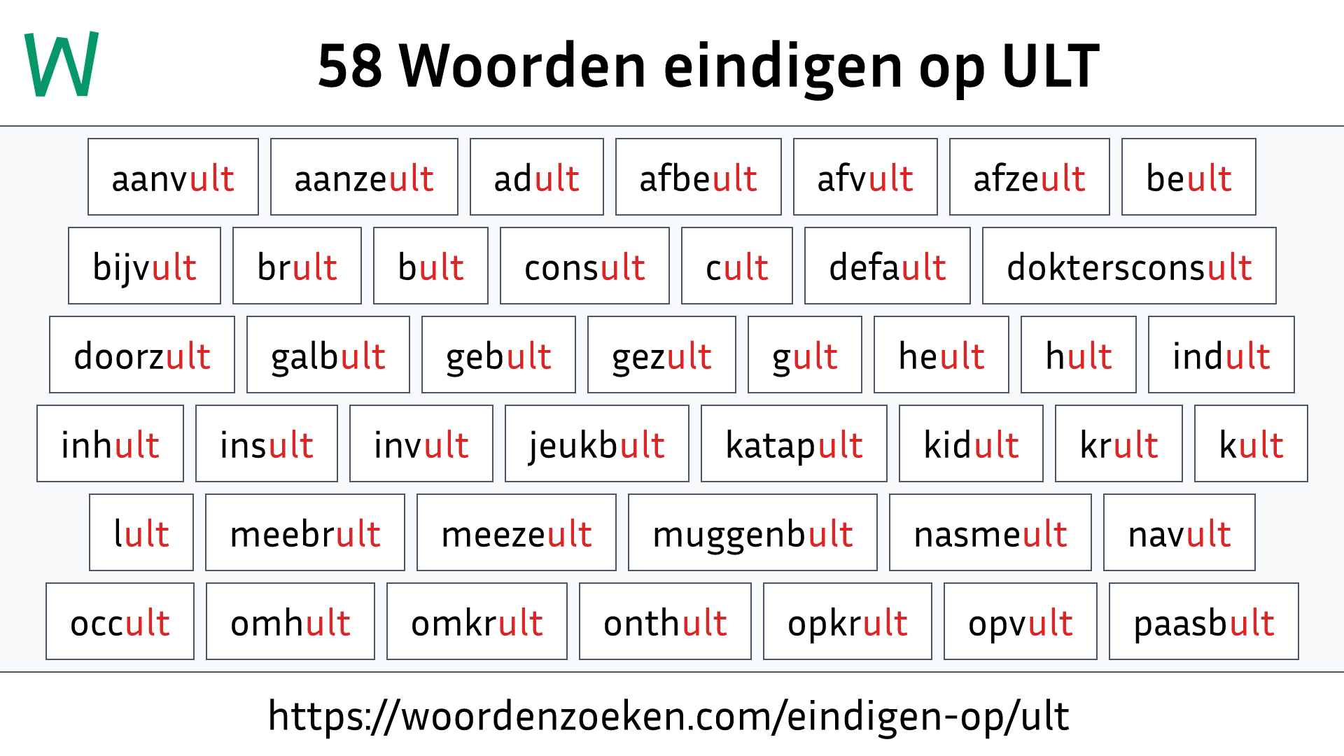 Woorden eindigen op ULT