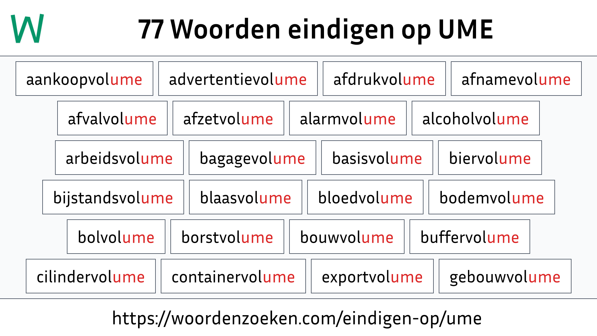 Woorden eindigen op UME