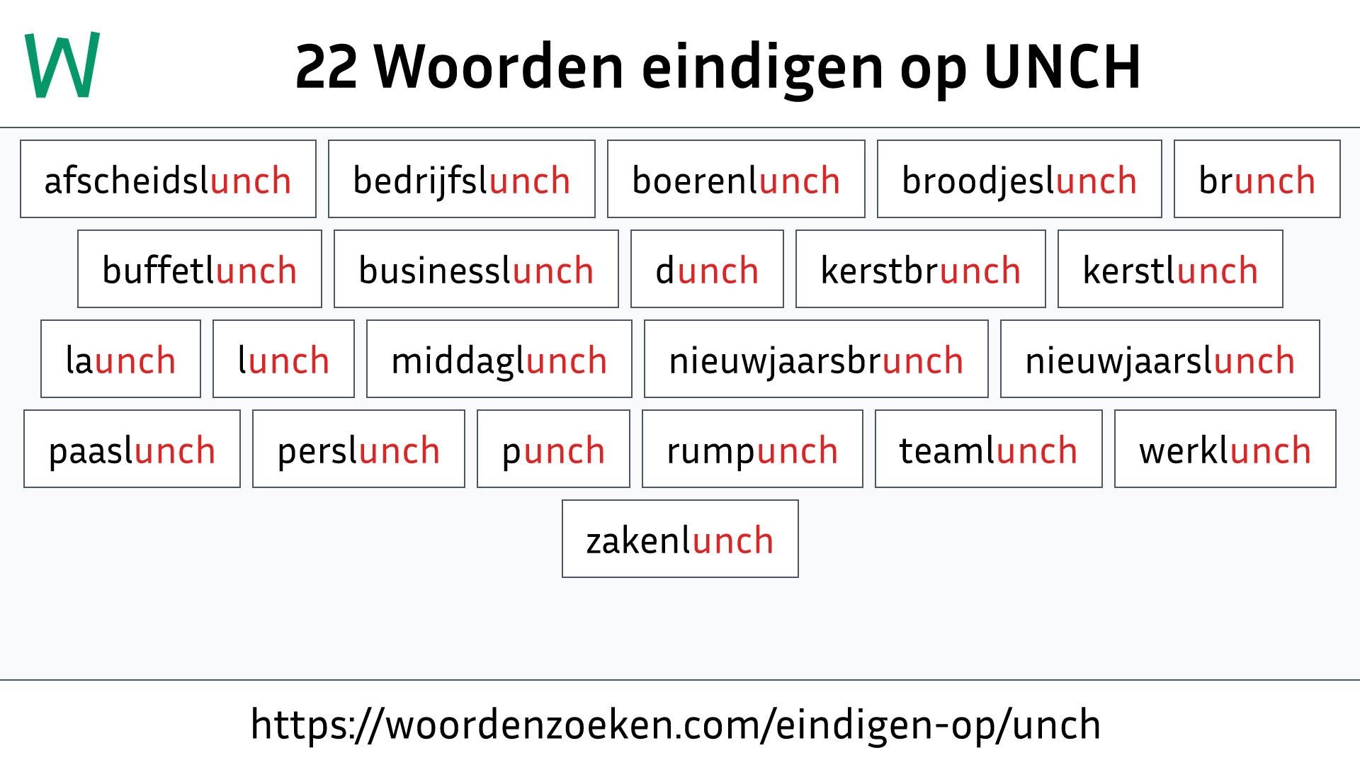 Woorden eindigen op UNCH