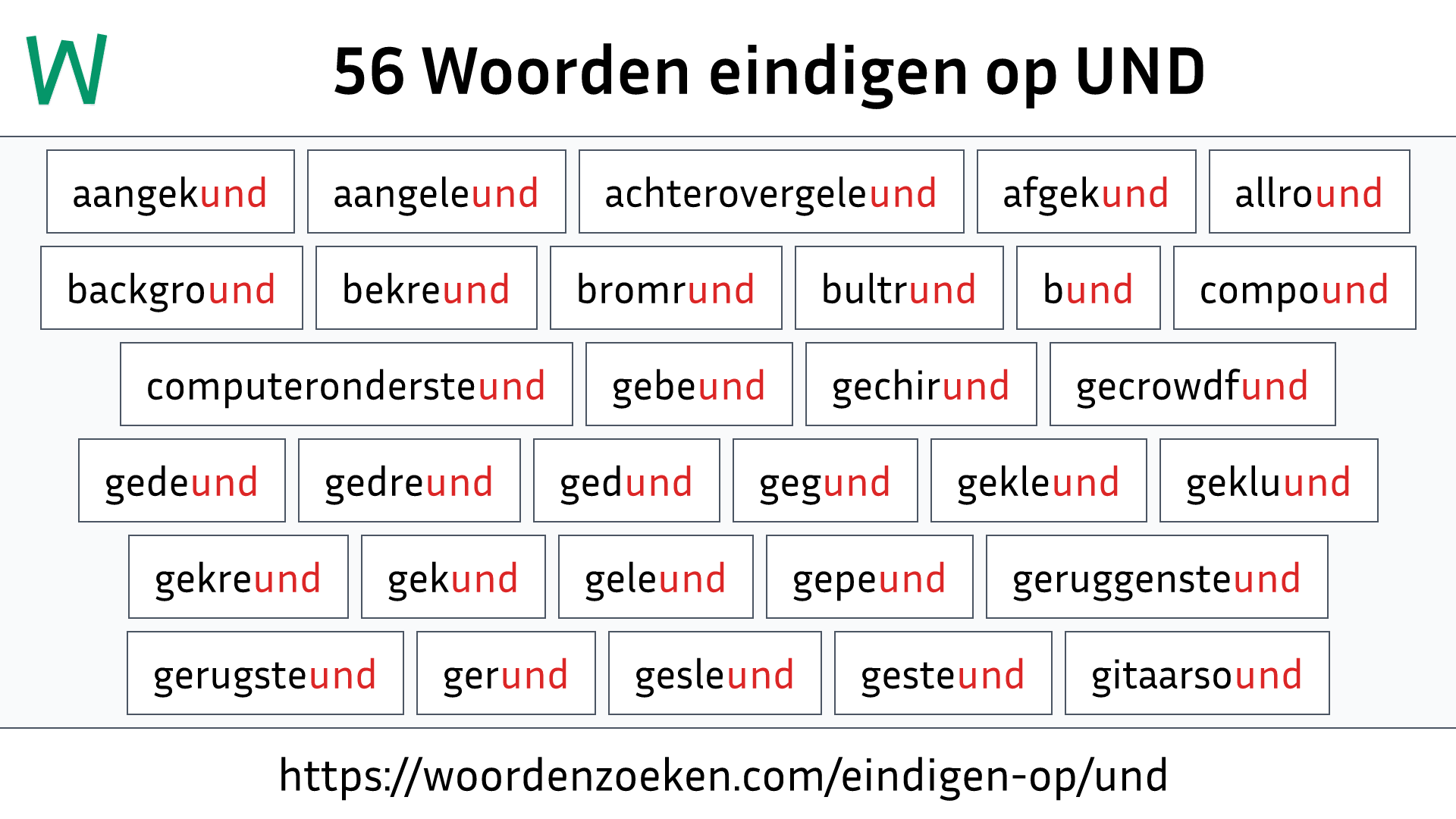 Woorden eindigen op UND