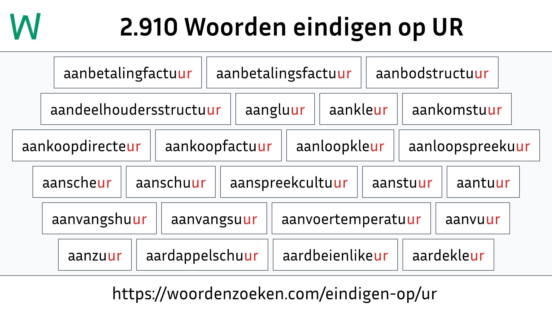 Woorden eindigen op UR