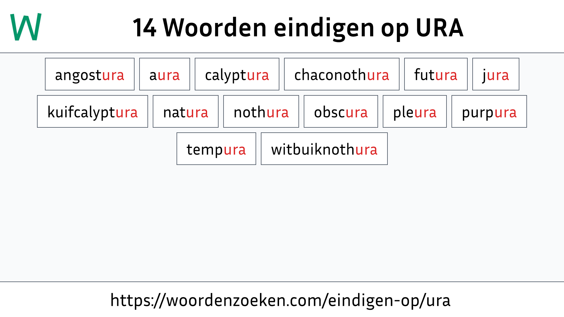 Woorden eindigen op URA