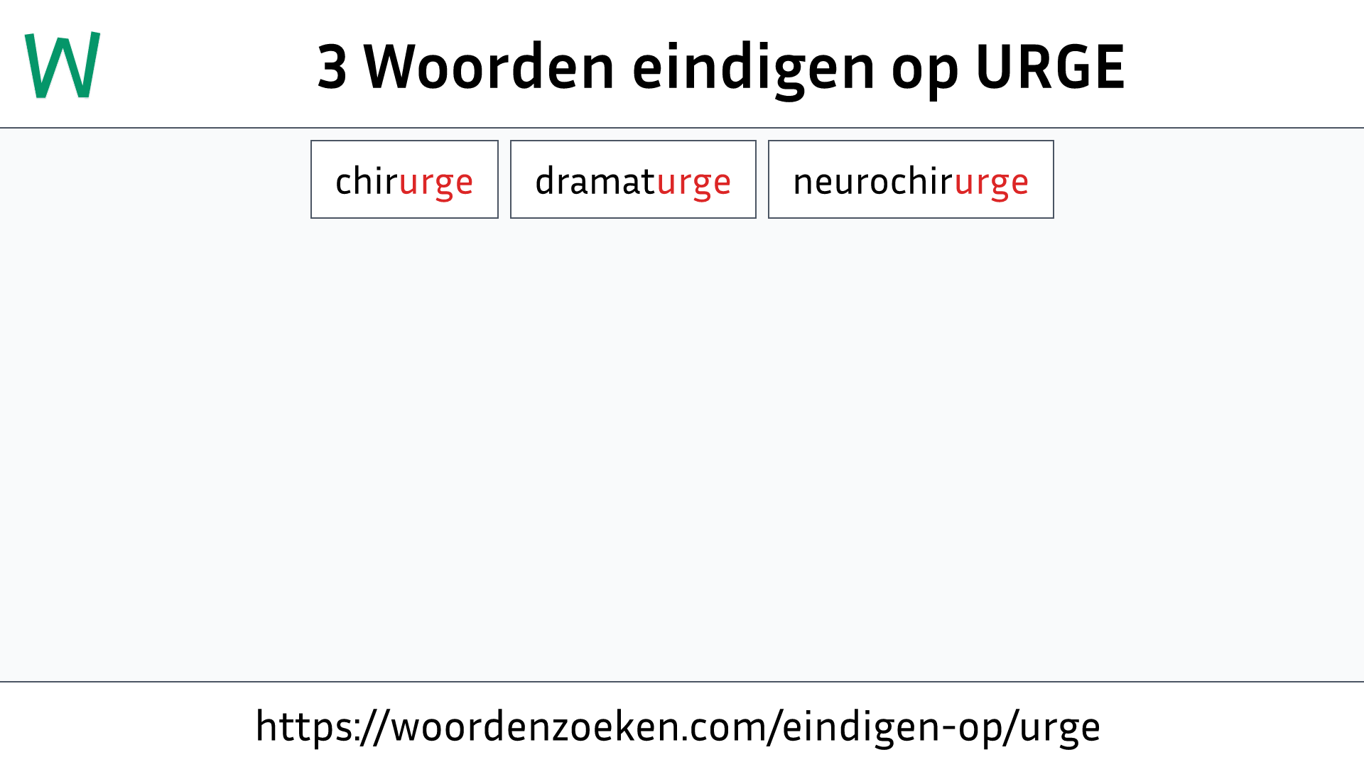 Woorden eindigen op URGE