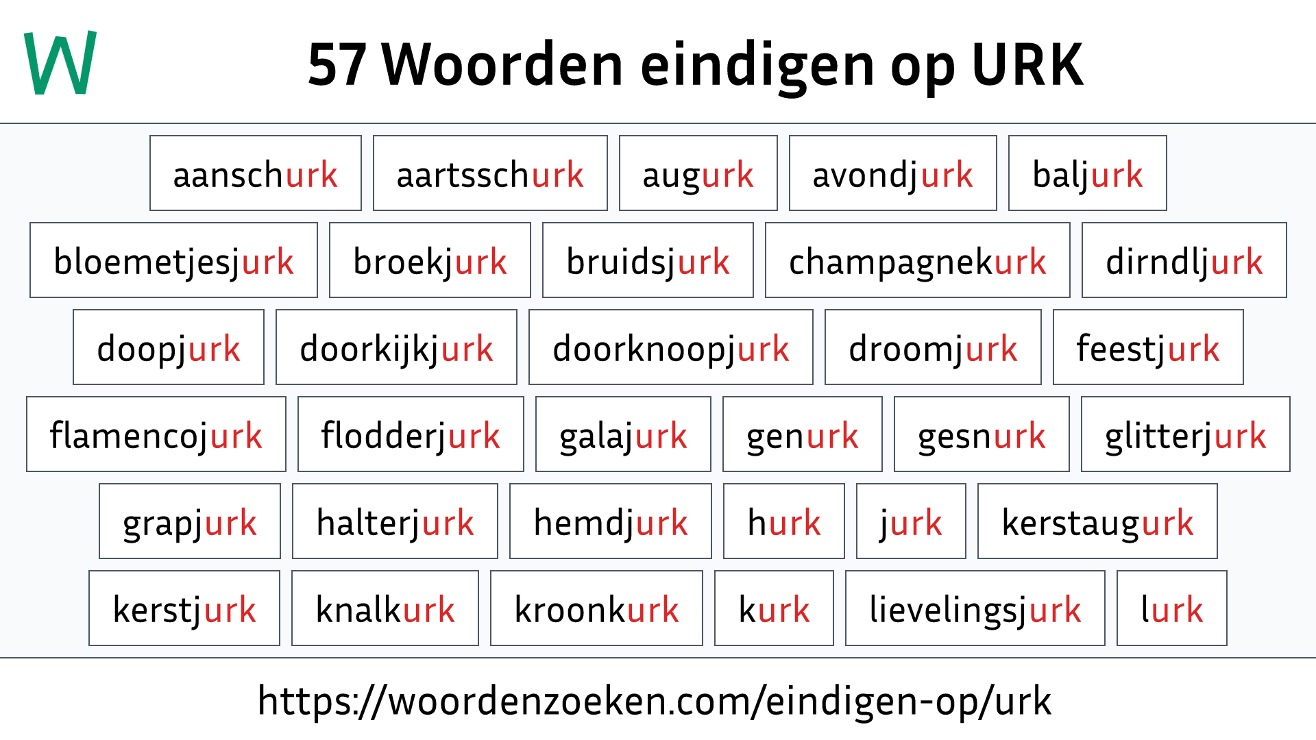 Woorden eindigen op URK