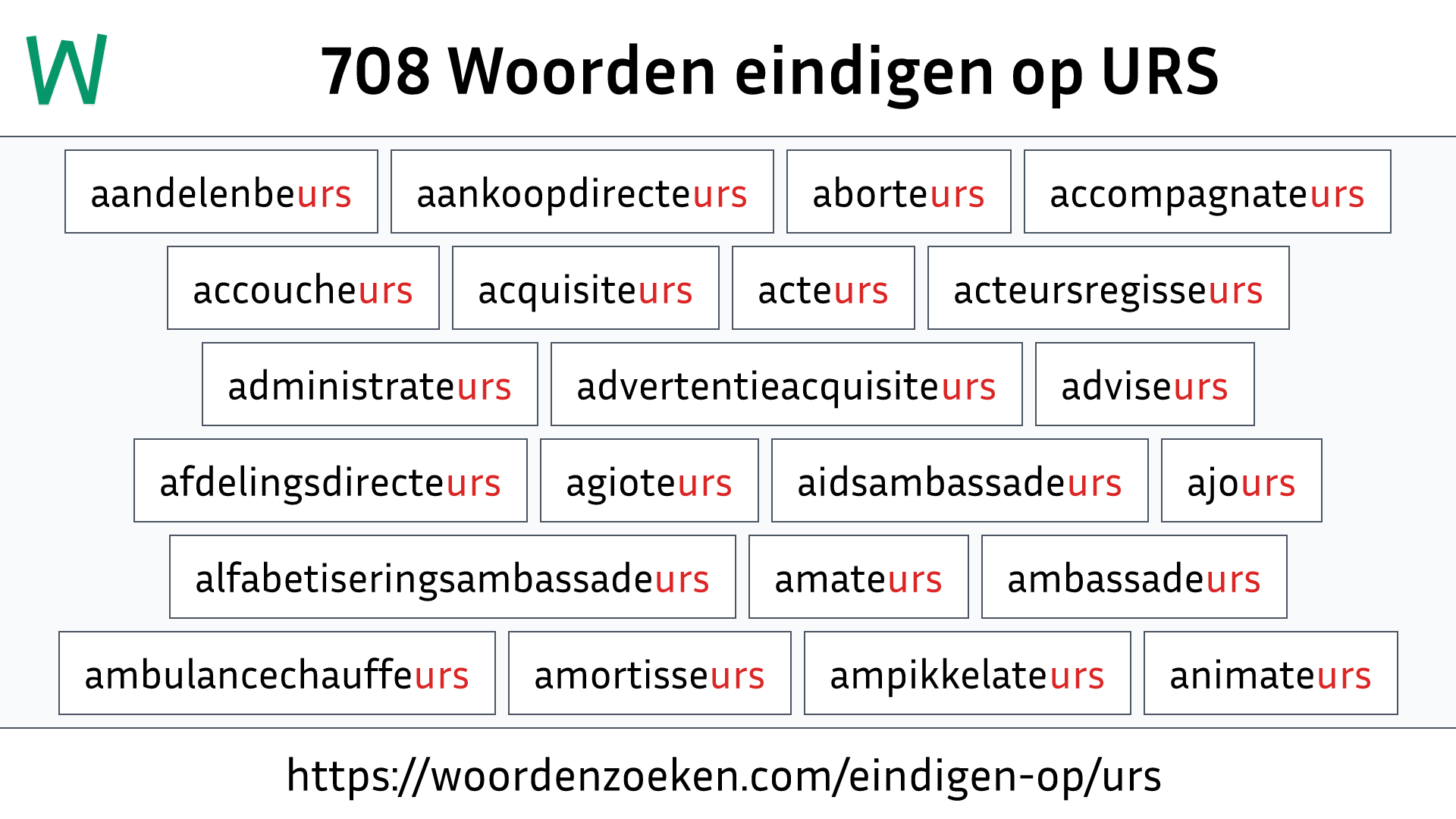 Woorden eindigen op URS