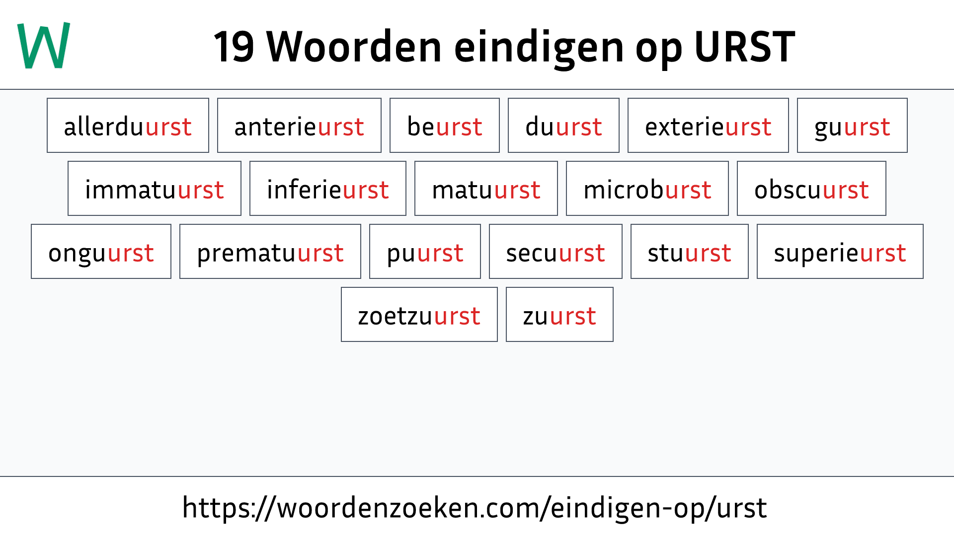 Woorden eindigen op URST