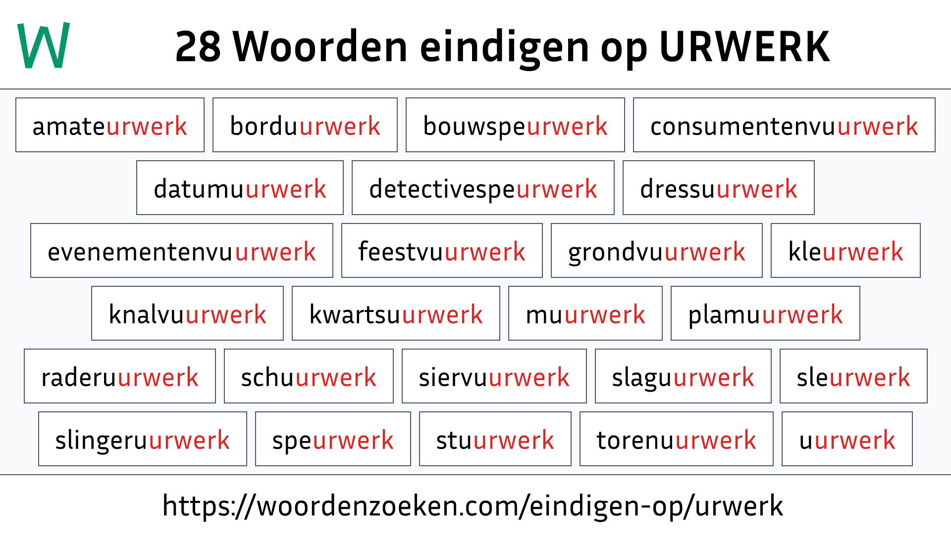 Woorden eindigen op URWERK