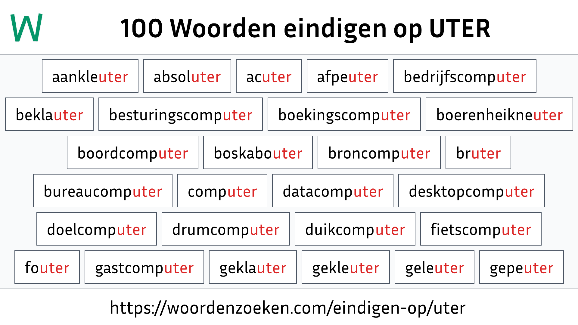 Woorden eindigen op UTER