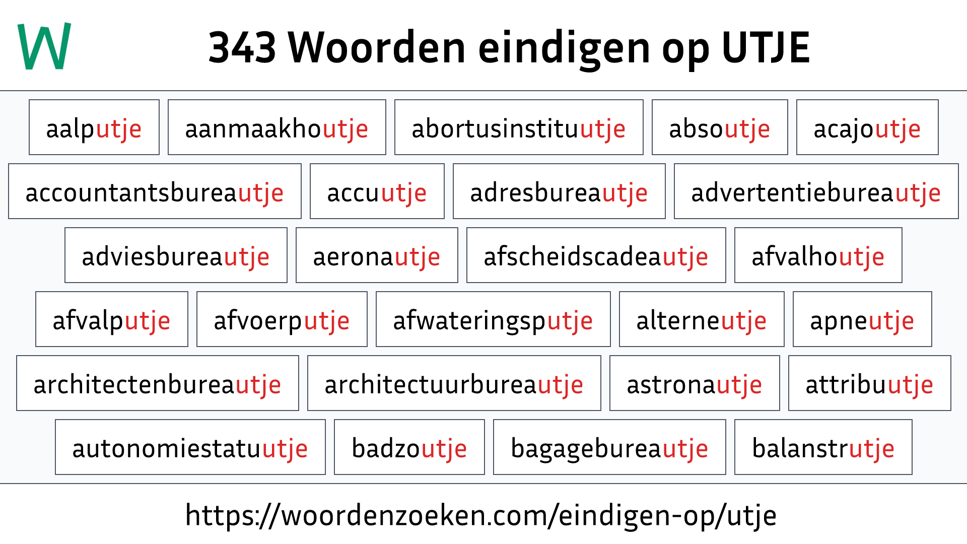 Woorden eindigen op UTJE