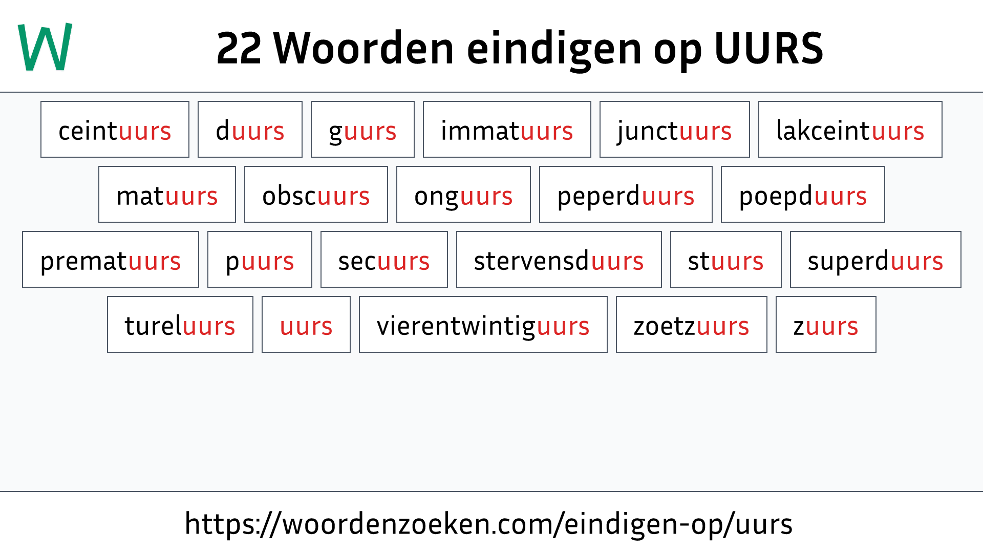 Woorden eindigen op UURS