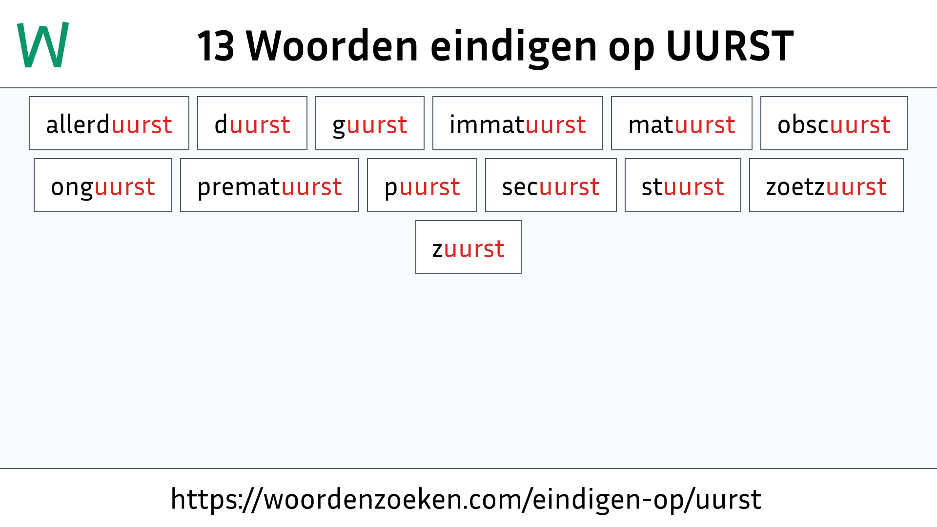 Woorden eindigen op UURST