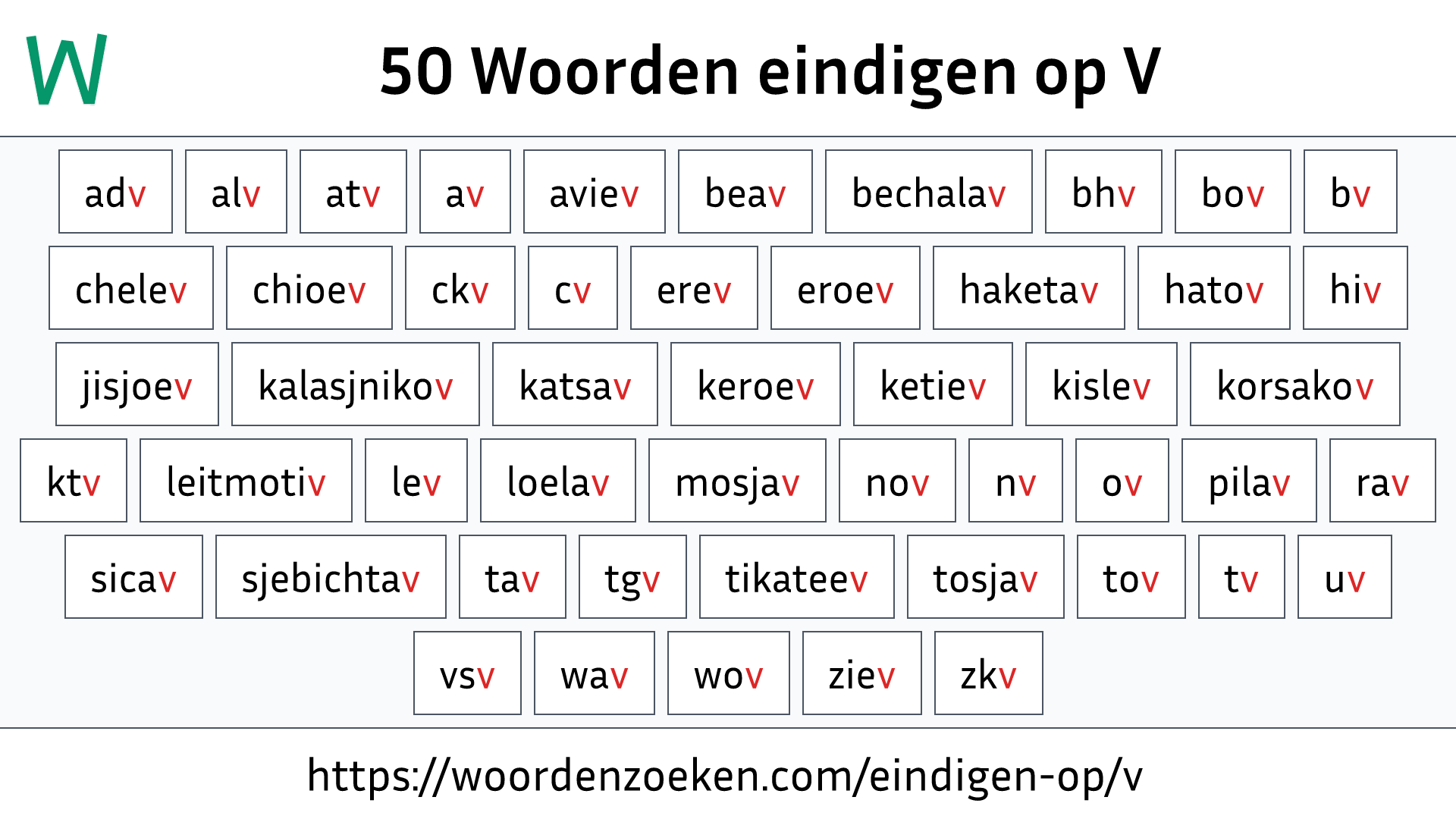 Woorden eindigen op V