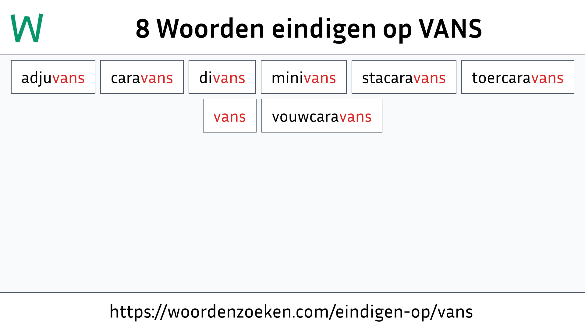 Woorden eindigen op VANS