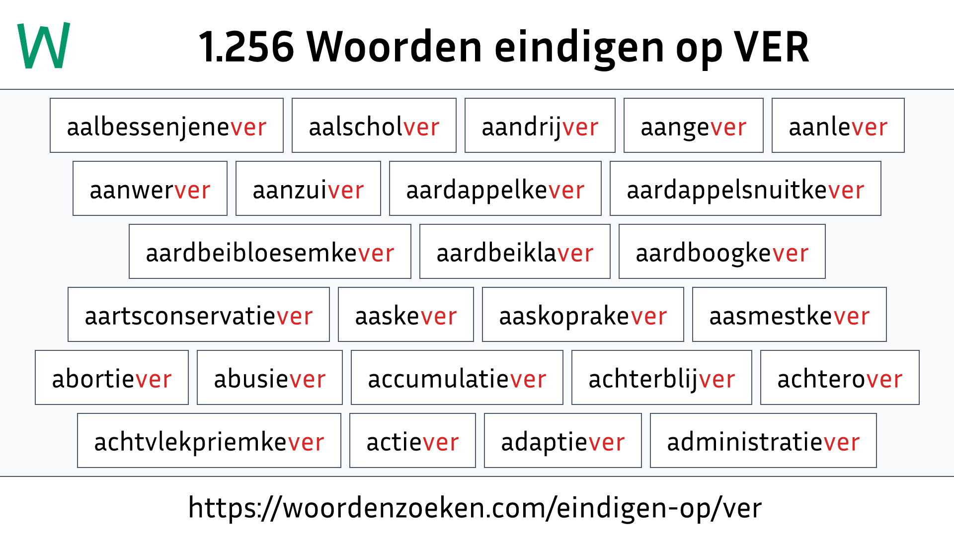 Woorden eindigen op VER