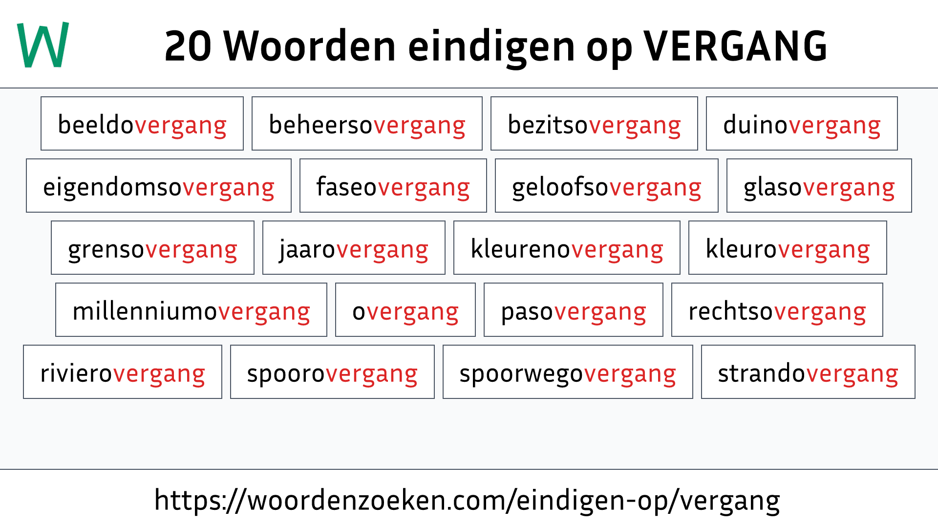 Woorden eindigen op VERGANG