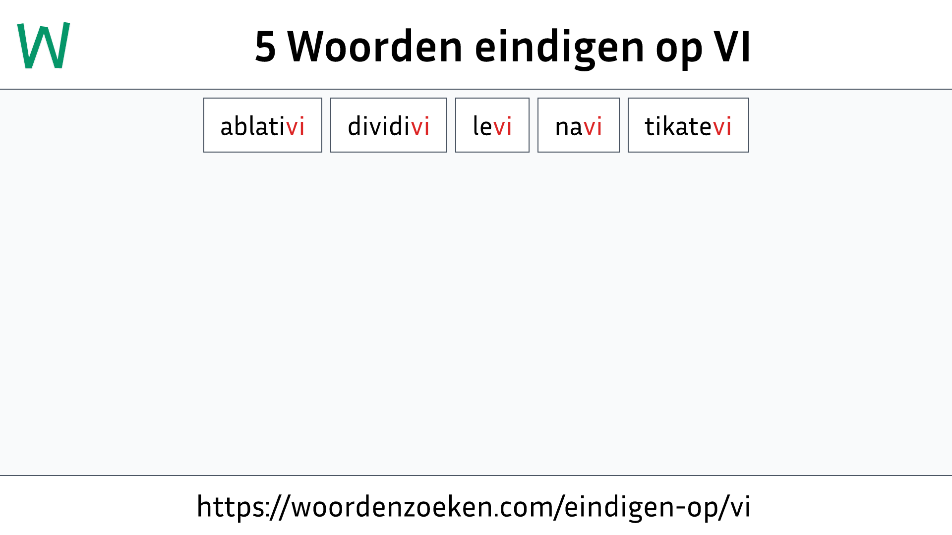 Woorden eindigen op VI