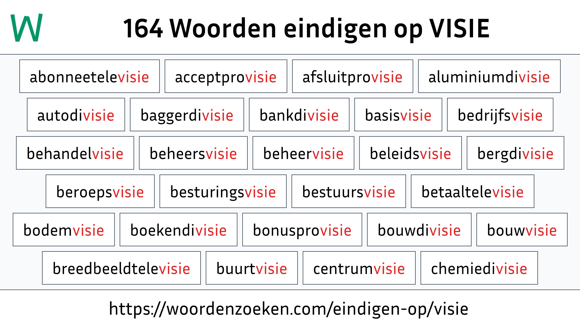 Woorden eindigen op VISIE