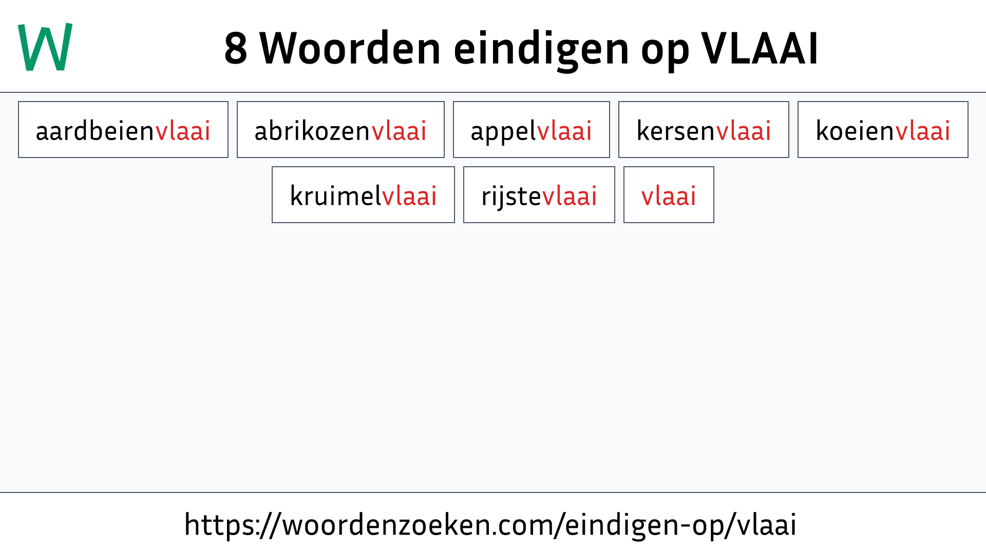 Woorden eindigen op VLAAI