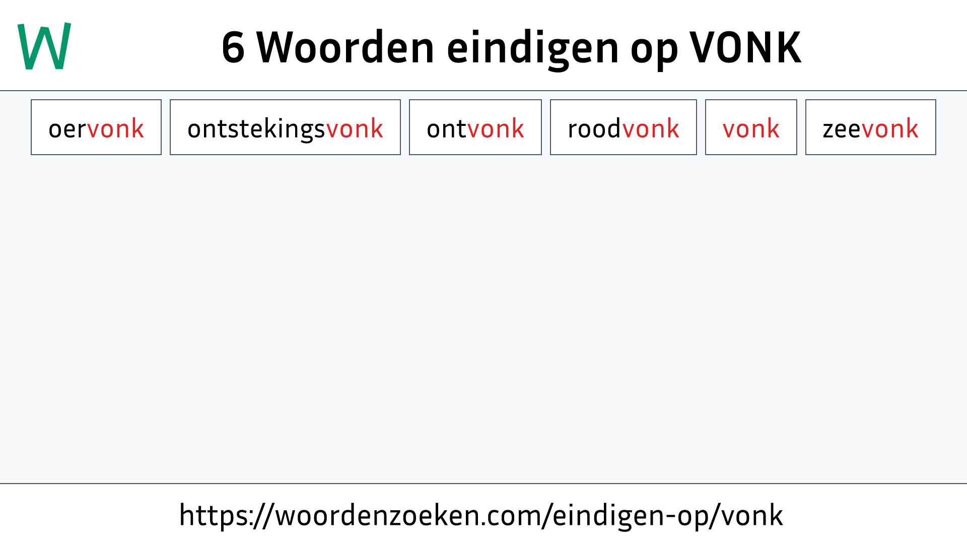 Woorden eindigen op VONK