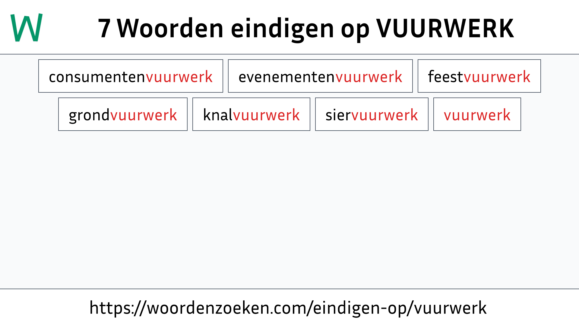 Woorden eindigen op VUURWERK