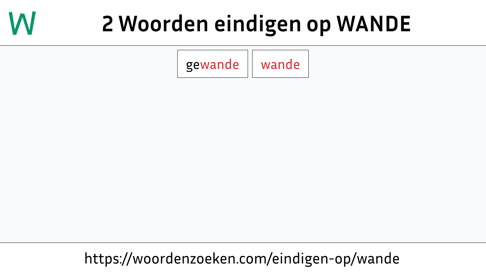 Woorden eindigen op WANDE