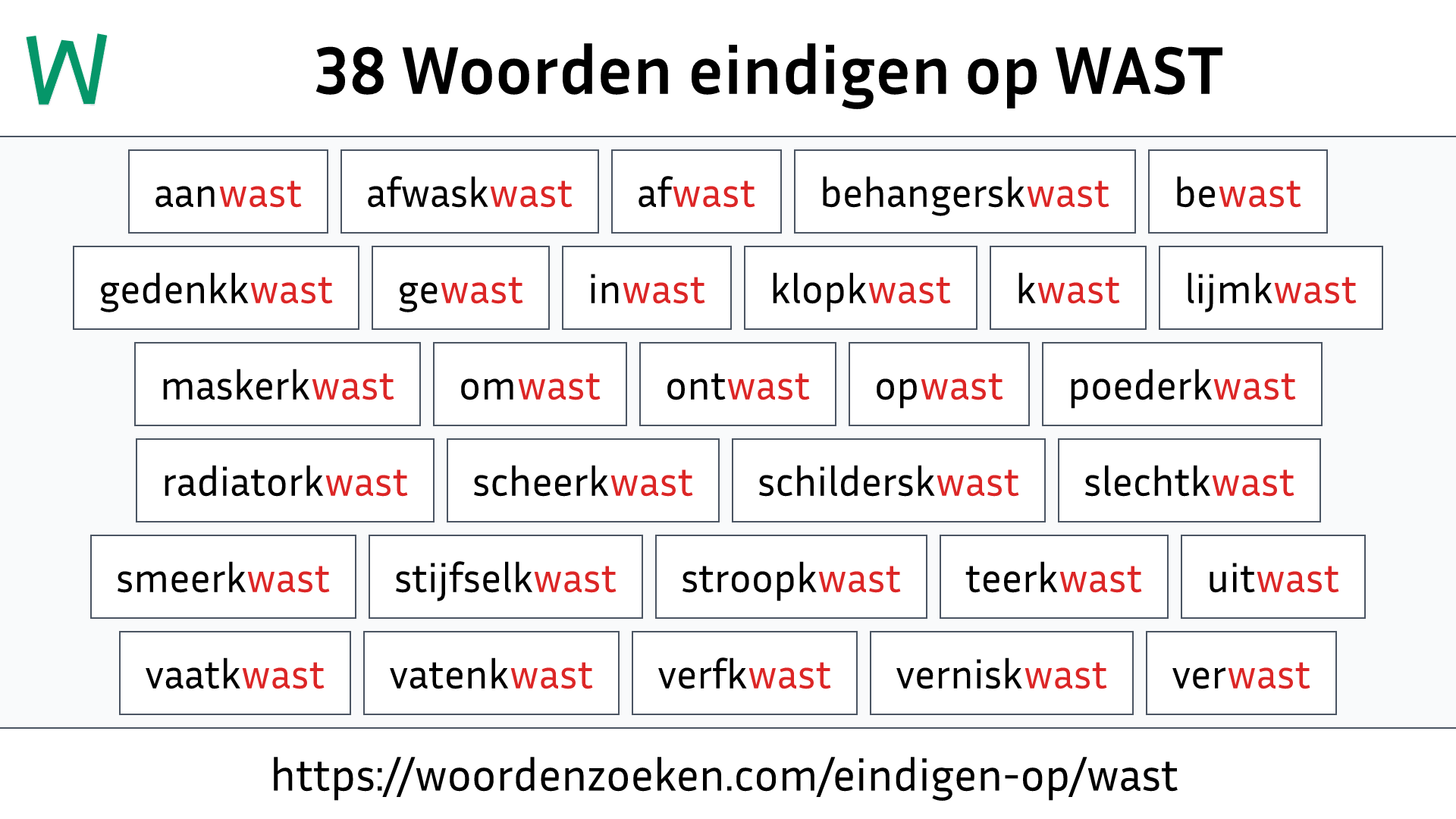 Woorden eindigen op WAST